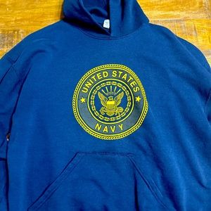 Classic Vintage United States Navy Blue And Yellow Hoodie Men’s XL